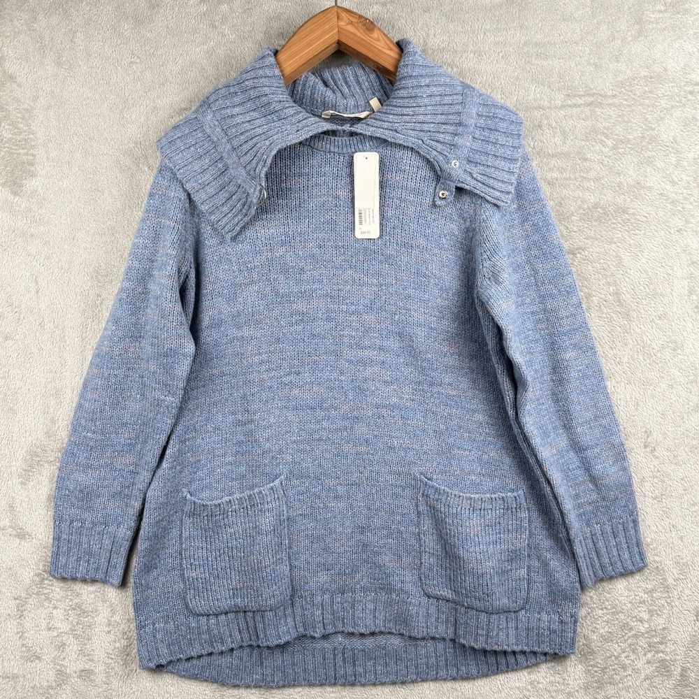 Soft Surroundings Janya Sweater Womens XL Blue Heather Pockets Shawl Neck NWT